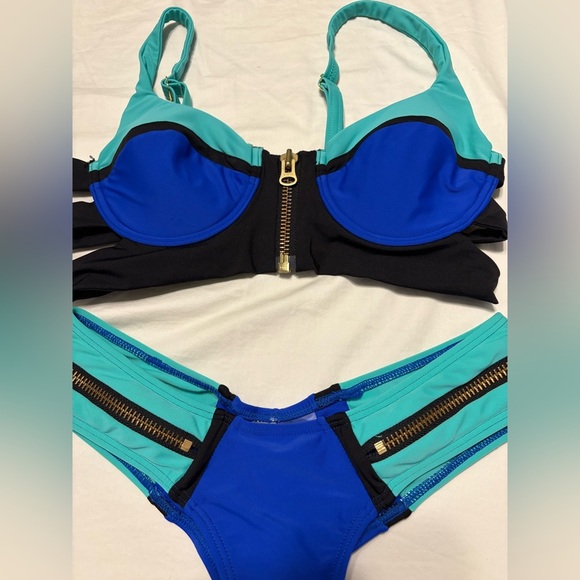 Victoria's Secret Blue and Black Color-Block Bikini - Picture 4 of 5